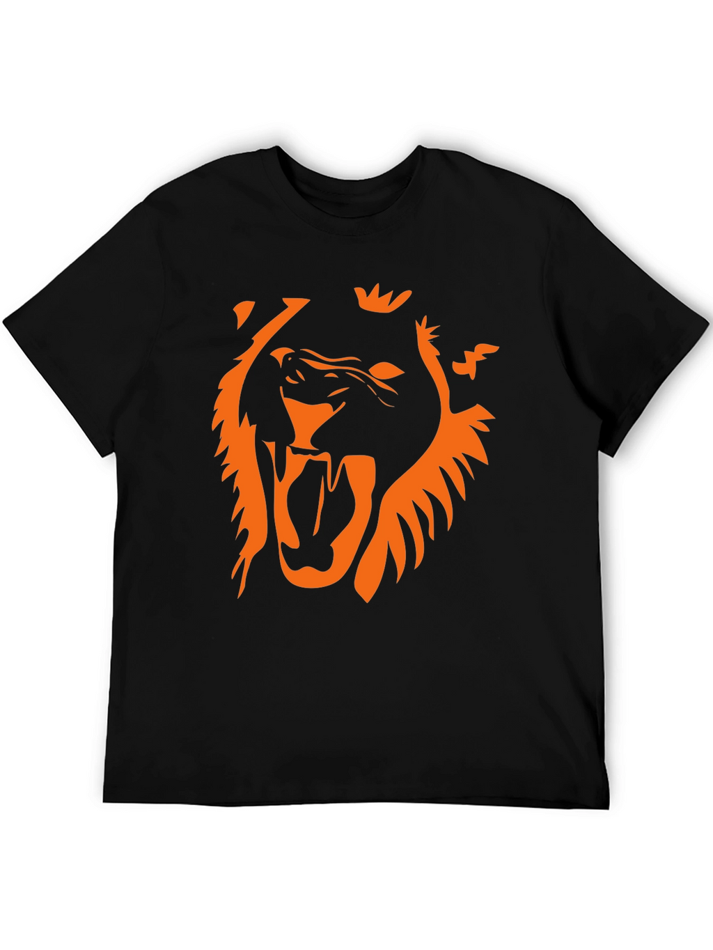 Bold Lion Graphic Tee - Black Cotton T-Shirt