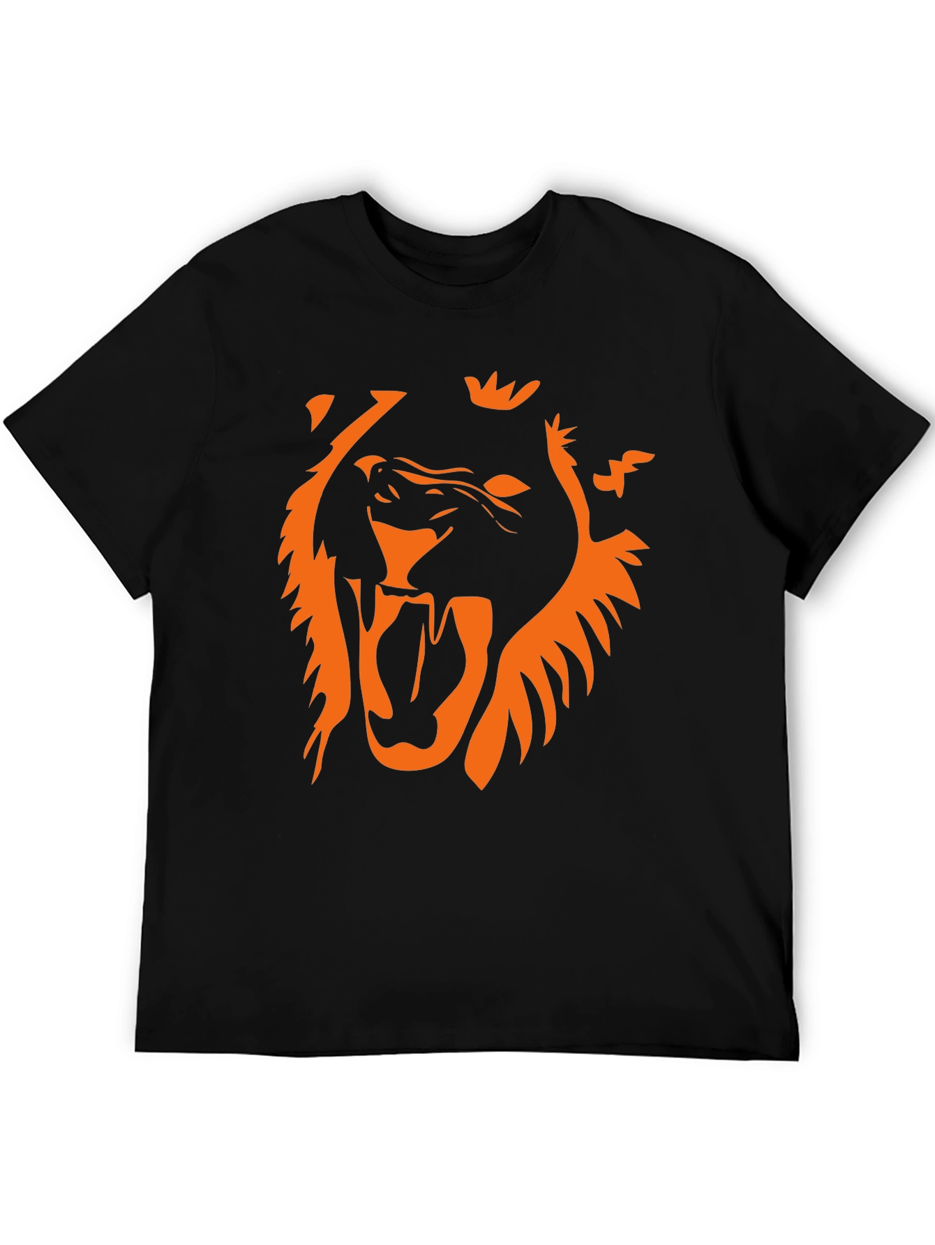 Bold Lion Graphic Tee - Black Cotton T-Shirt