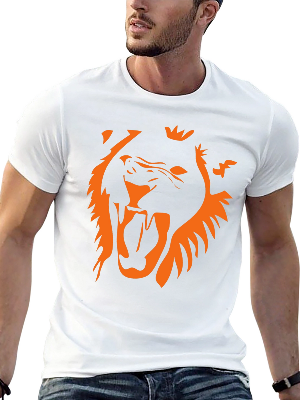 Bold Lion Graphic Tee - Black Cotton T-Shirt