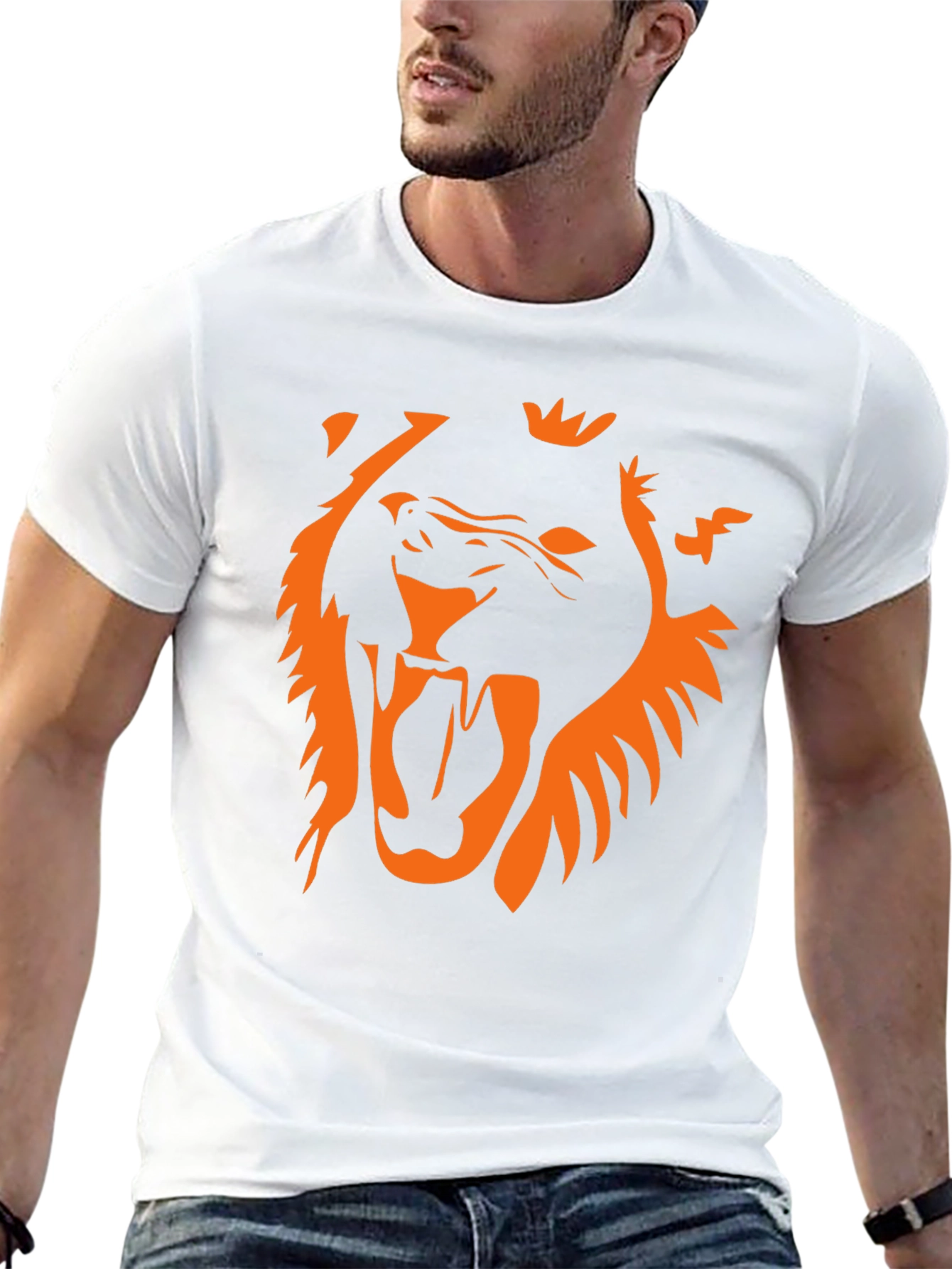 Bold Lion Graphic Tee - Black Cotton T-Shirt