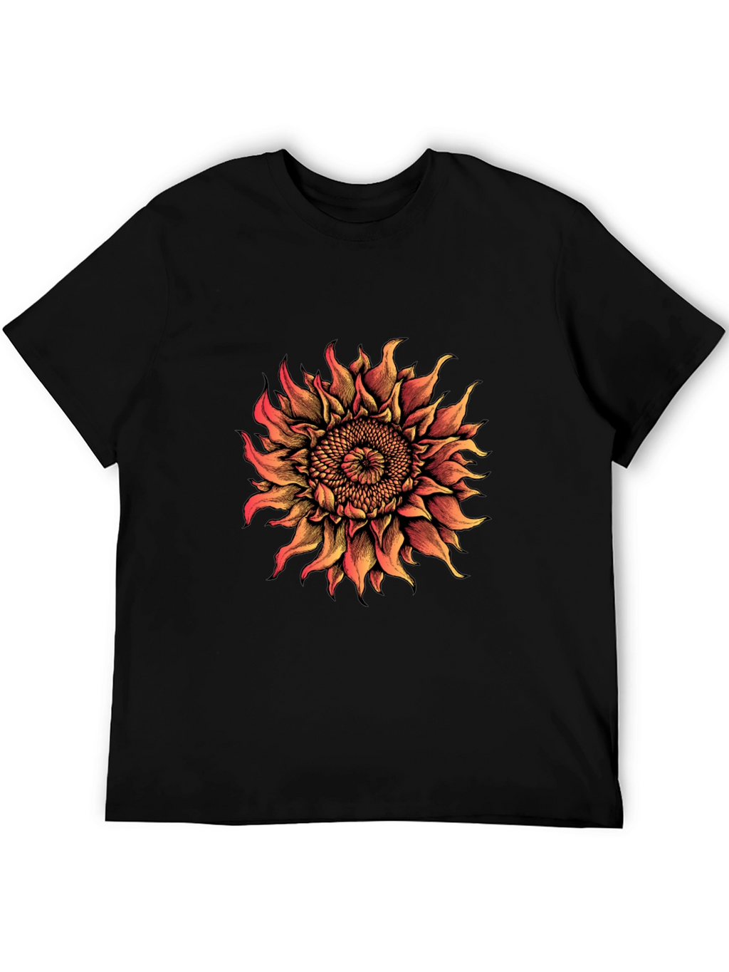 Sunflower Graphic Print T-Shirt - Black