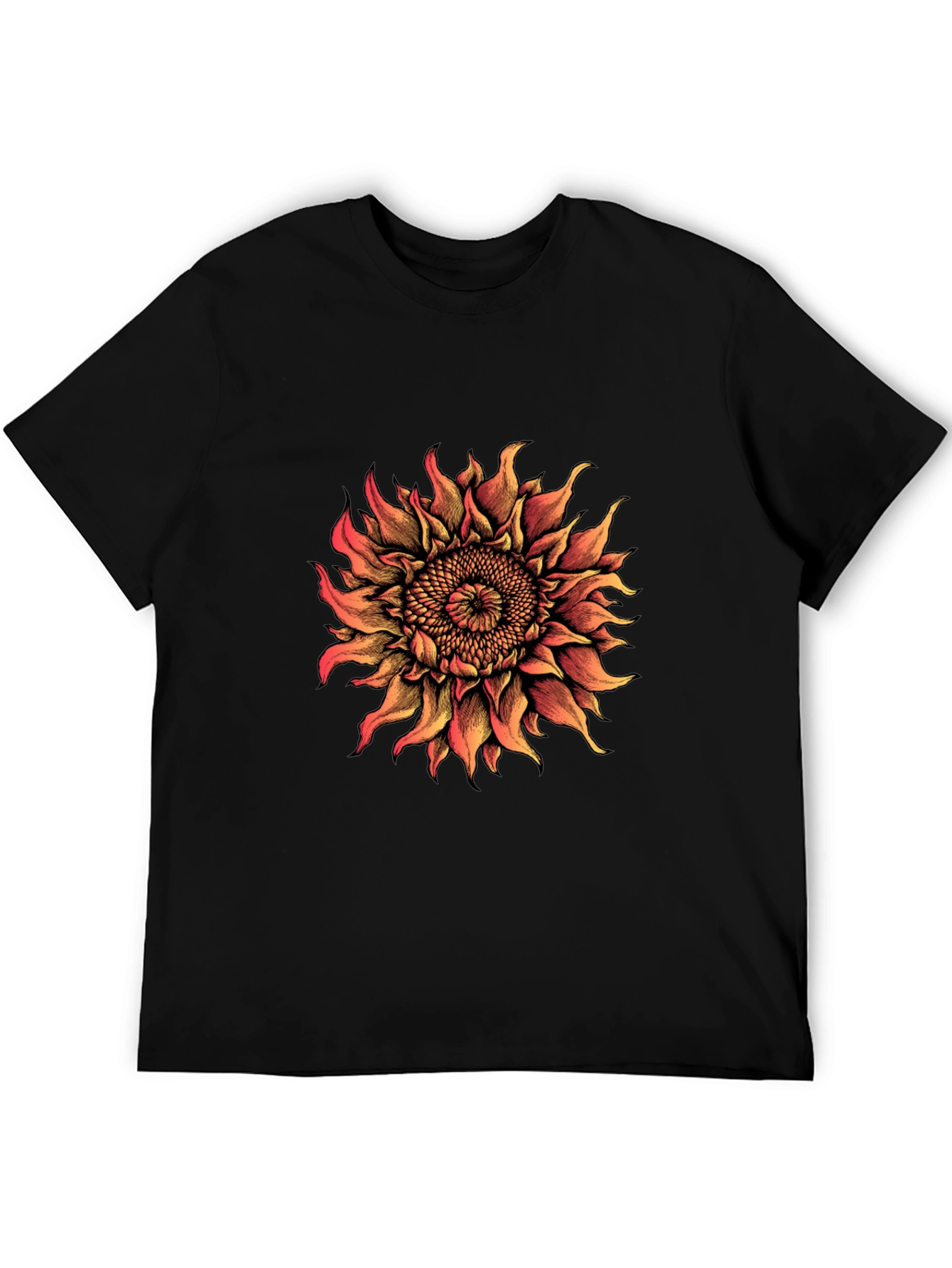 Sunflower Graphic Print T-Shirt - Black