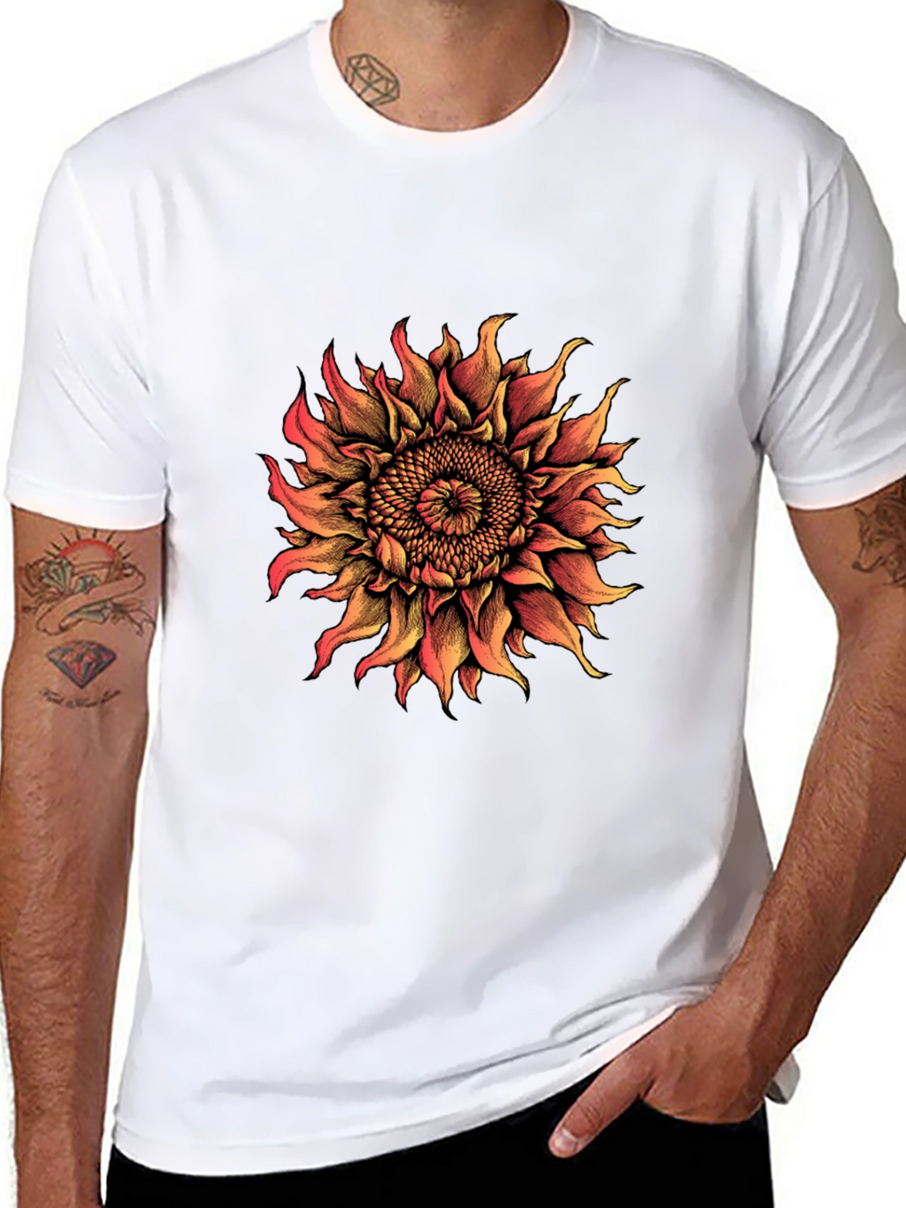 Sunflower Graphic Print T-Shirt - Black