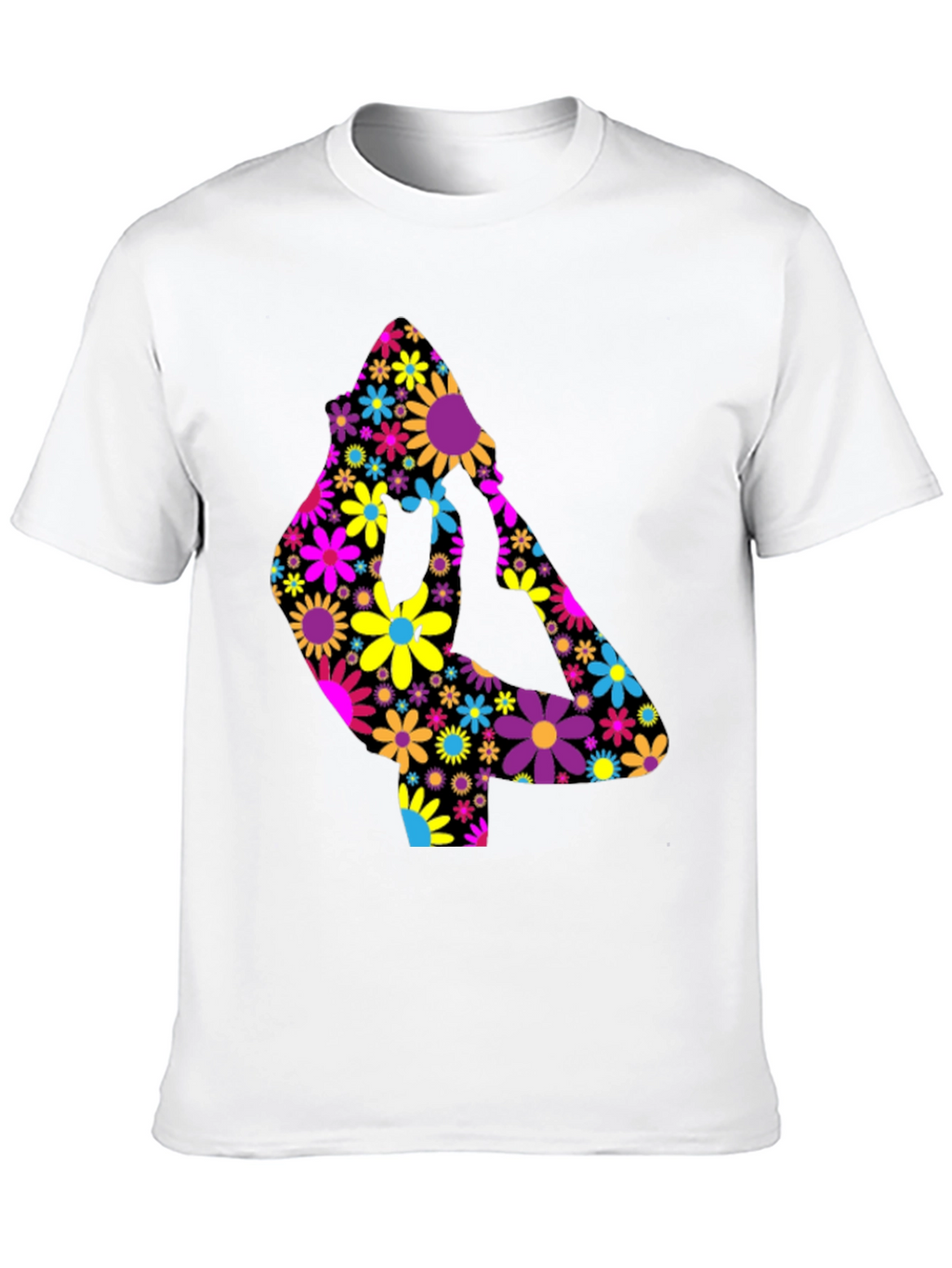 Floral Yoga Pose T-Shirt - Black Cotton Tee
