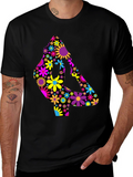 Floral Yoga Pose T-Shirt - Black Cotton Tee