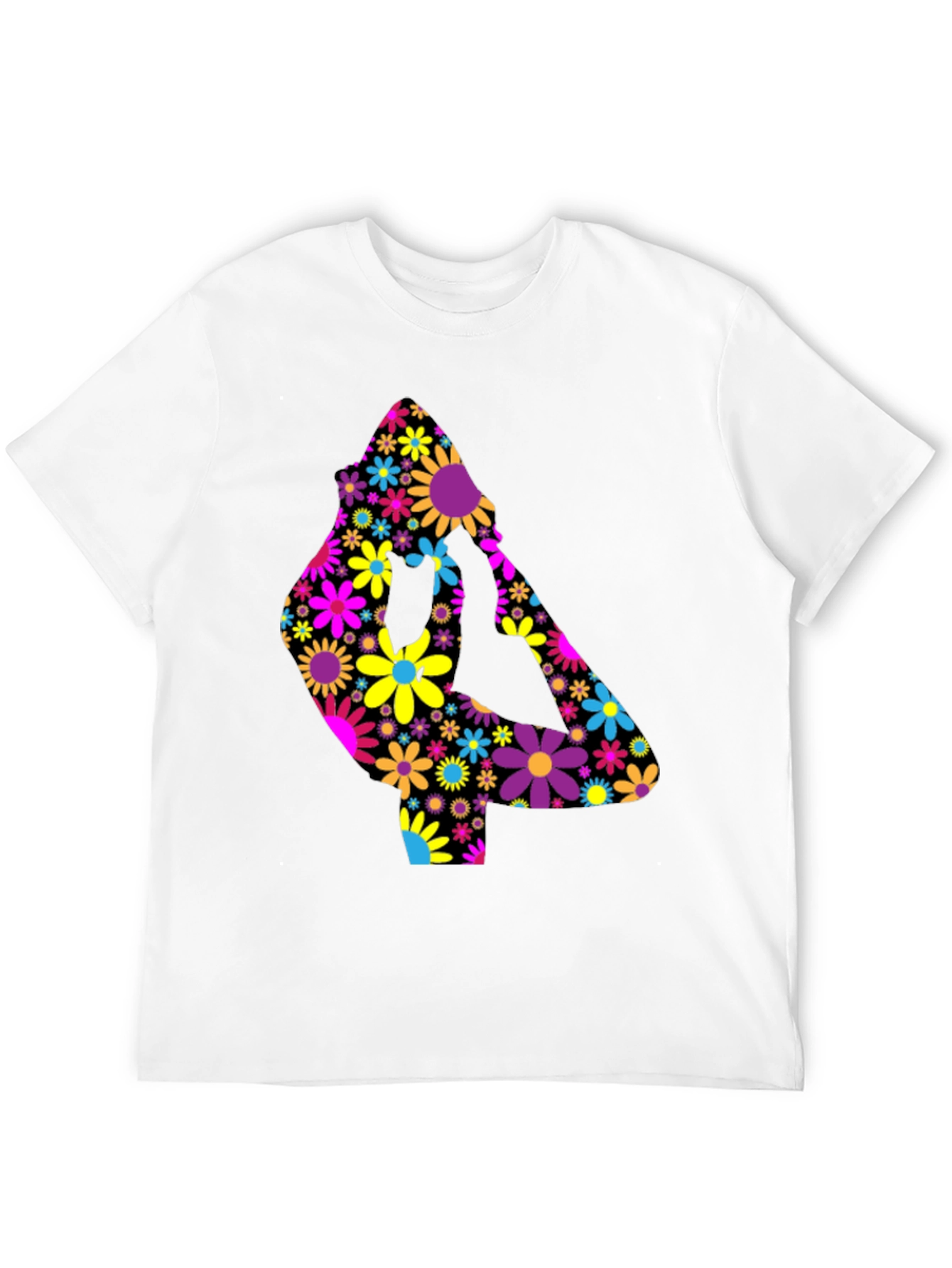 Floral Yoga Pose T-Shirt - Black Cotton Tee