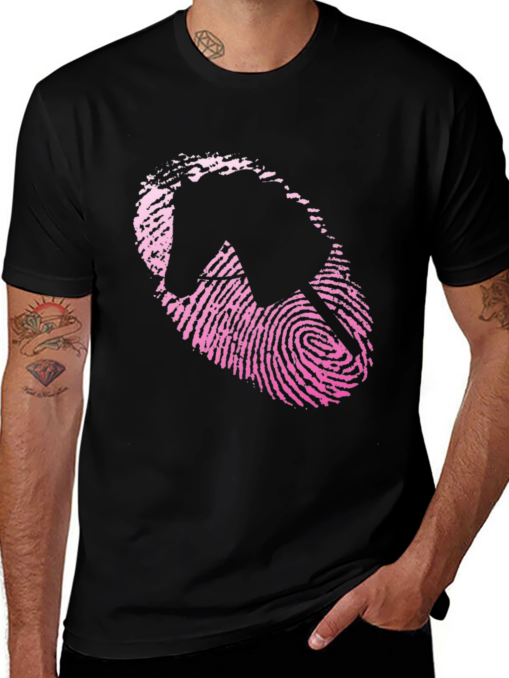 Fingerprint Horse Graphic Tee - Black