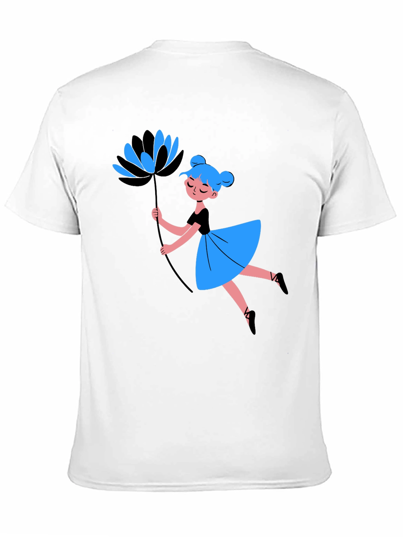 Whimsical Graphic Tee - Dancing Girl with Flower