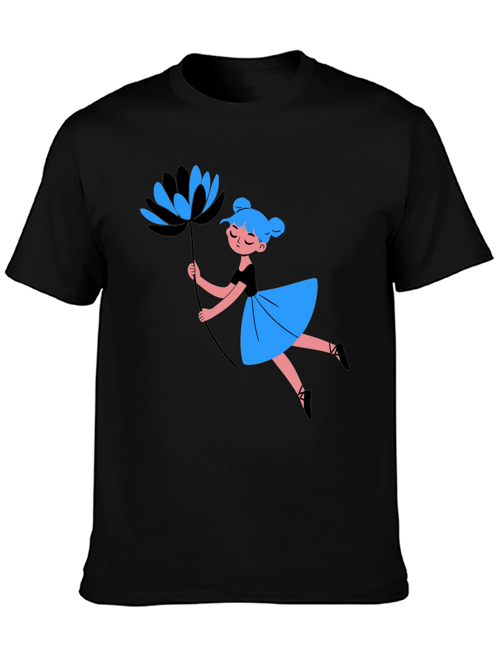 Whimsical Graphic Tee - Dancing Girl with Flower