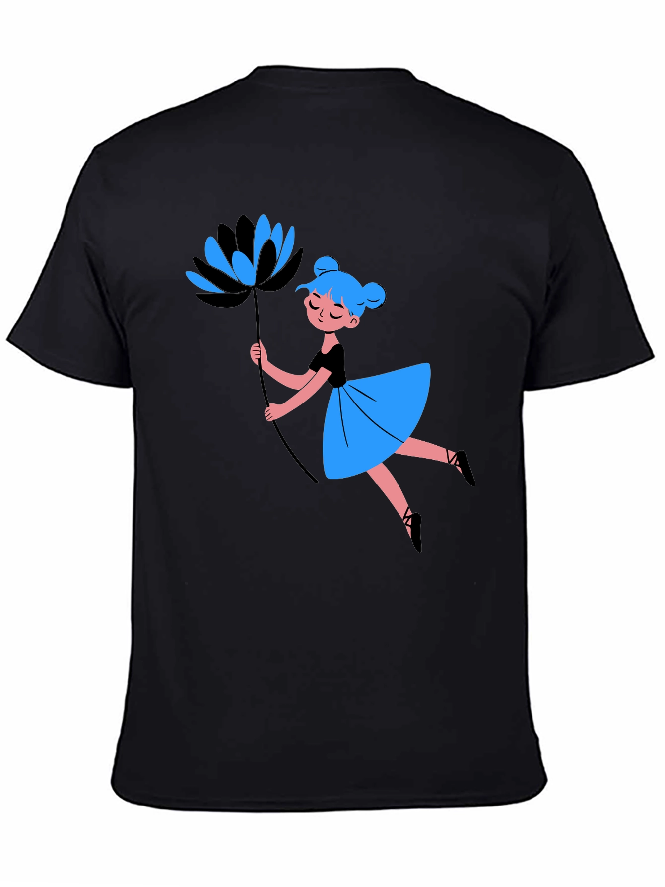 Whimsical Graphic Tee - Dancing Girl with Flower