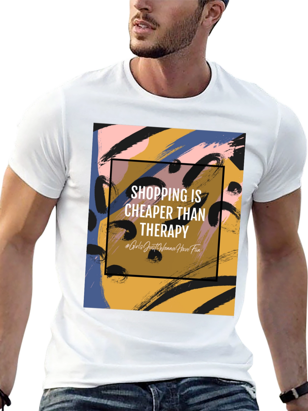 Shopping Is Cheaper Than Therapy Graphic Tee