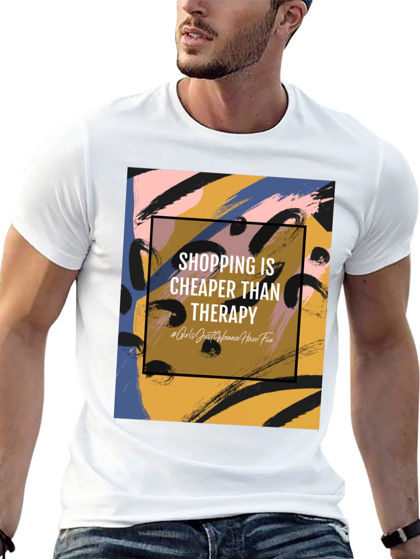 Shopping Is Cheaper Than Therapy Graphic Tee