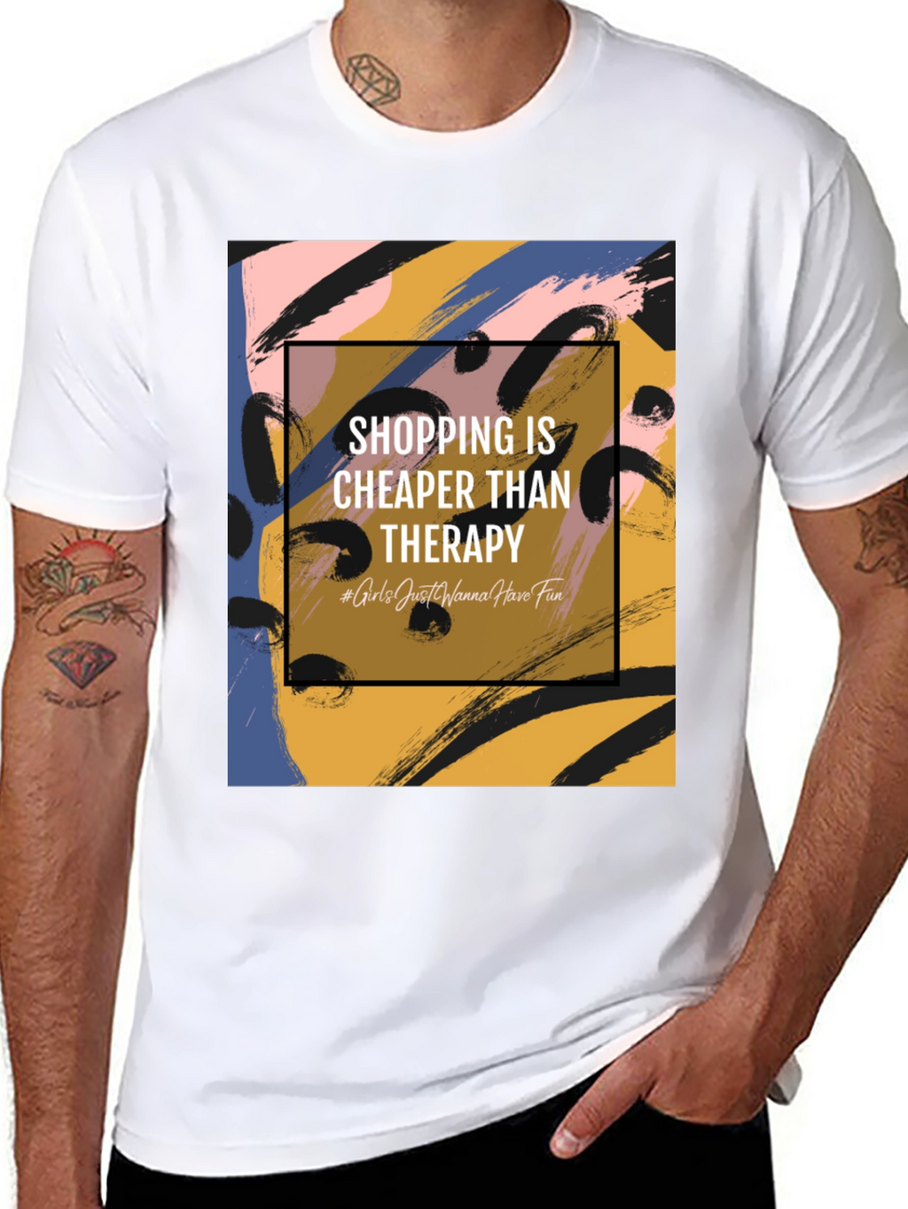 Shopping Is Cheaper Than Therapy Graphic Tee