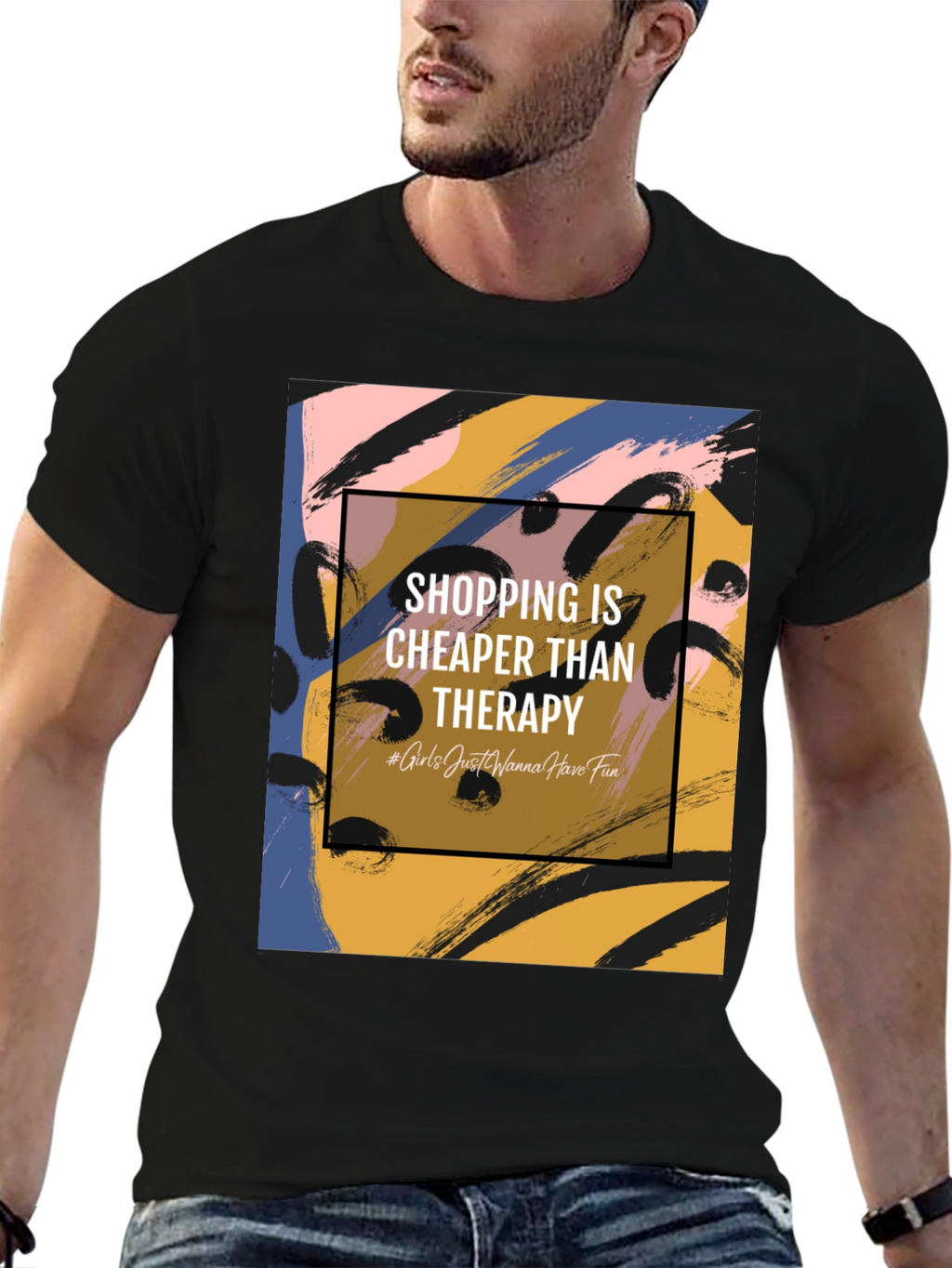 Shopping Is Cheaper Than Therapy Graphic Tee