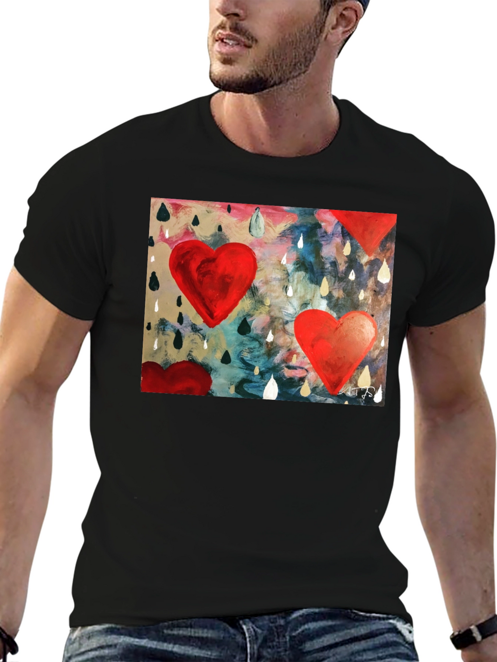 Abstract Heart Rain T-Shirt
