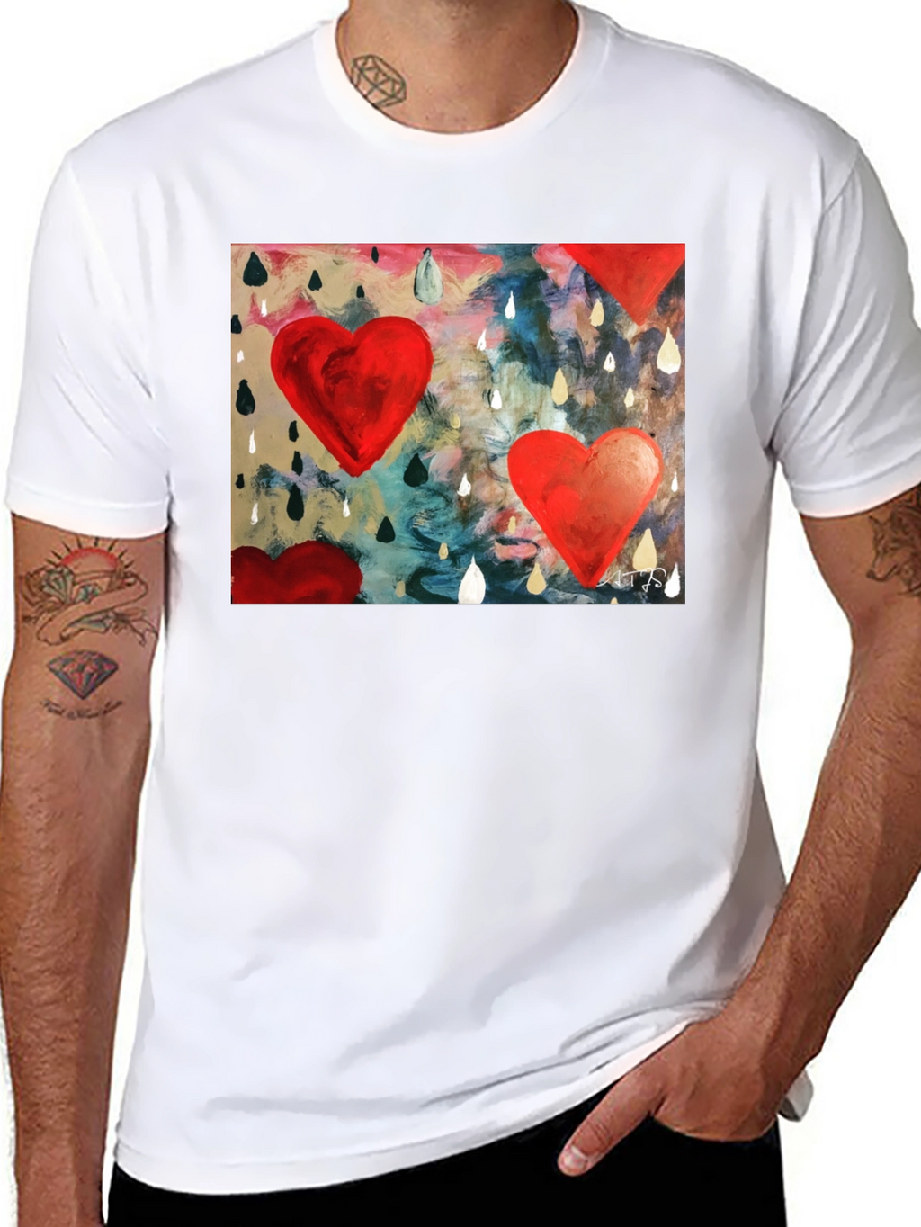 Abstract Heart Rain T-Shirt