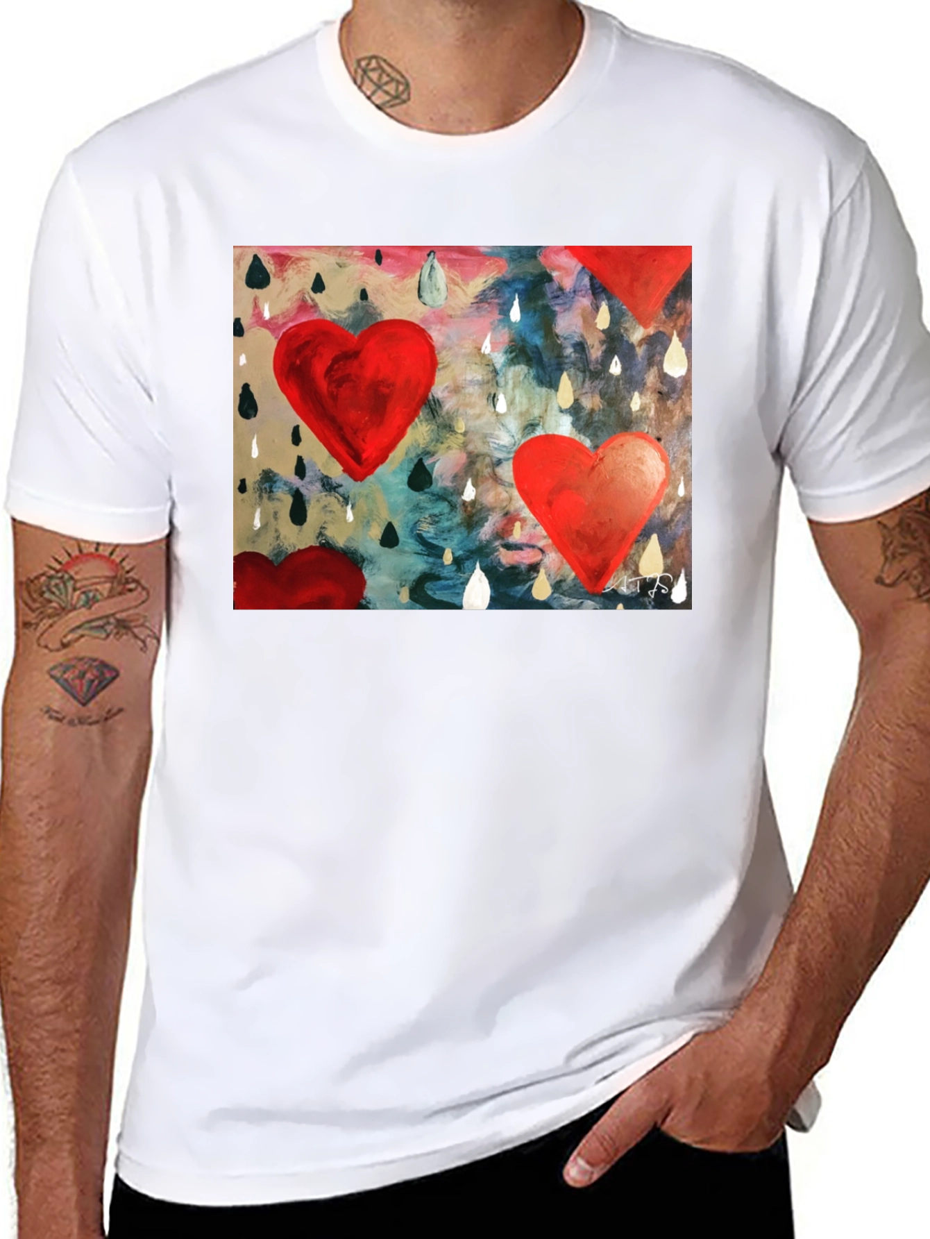 Abstract Heart Rain T-Shirt