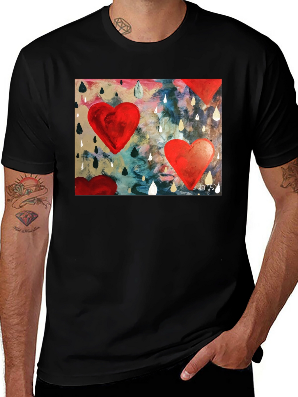 Abstract Heart Rain T-Shirt