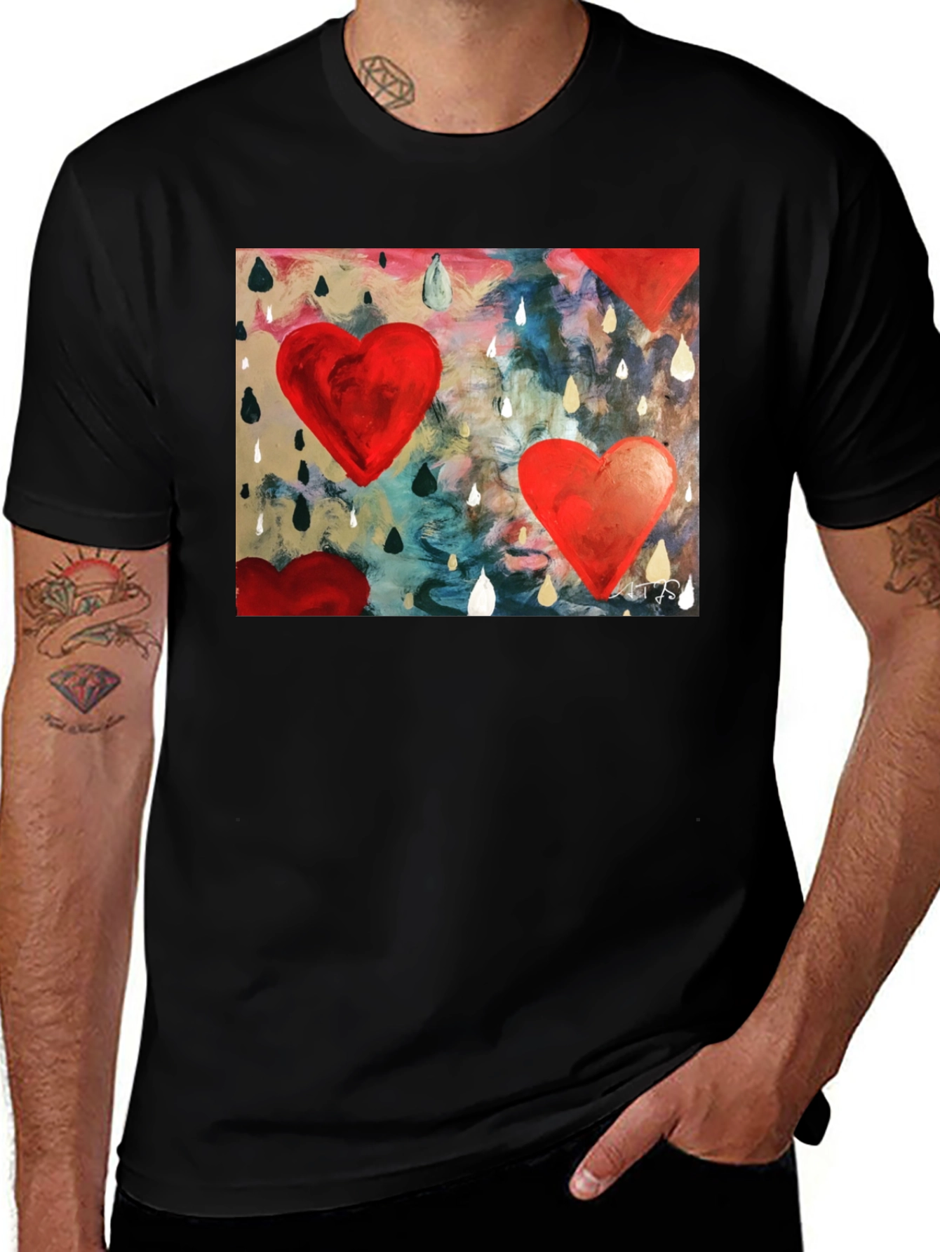 Abstract Heart Rain T-Shirt