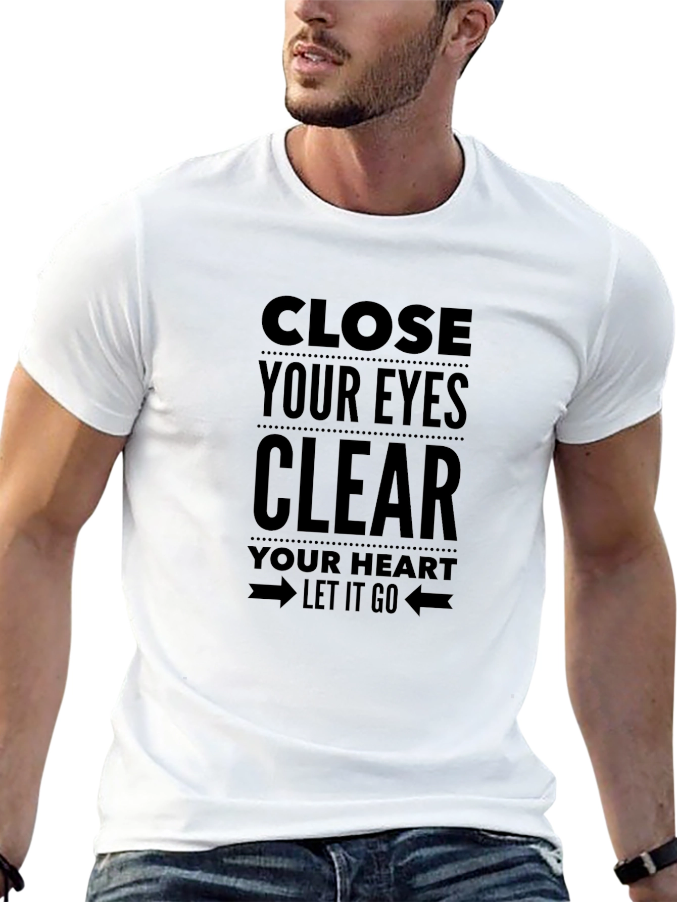 Close Your Eyes Mens Black Graphic T-Shirt