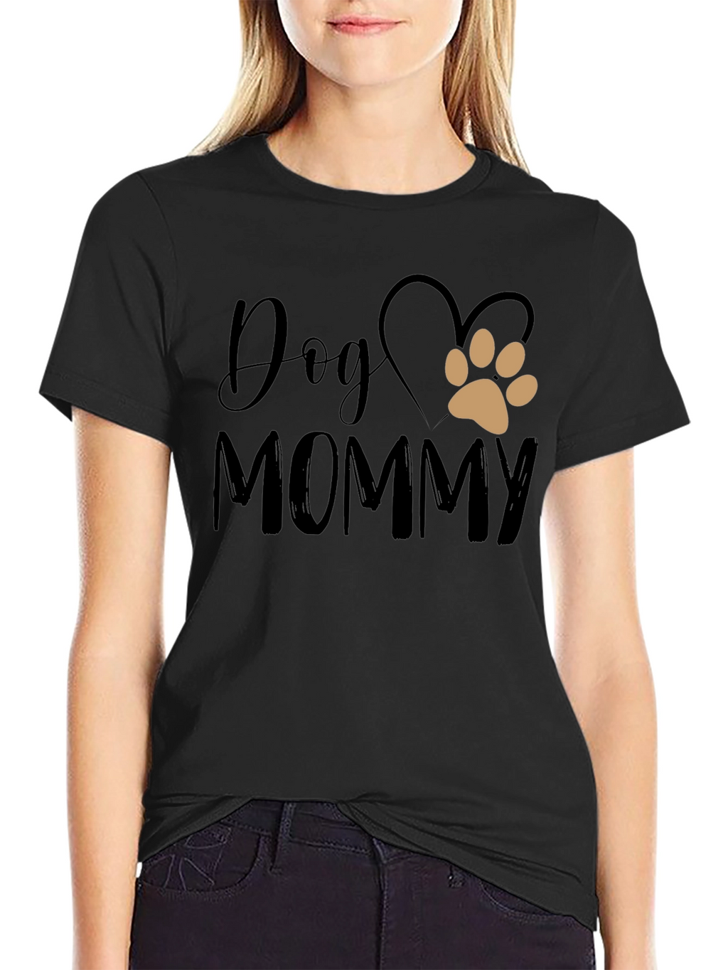 Dog Mommy Black Graphic T-Shirt