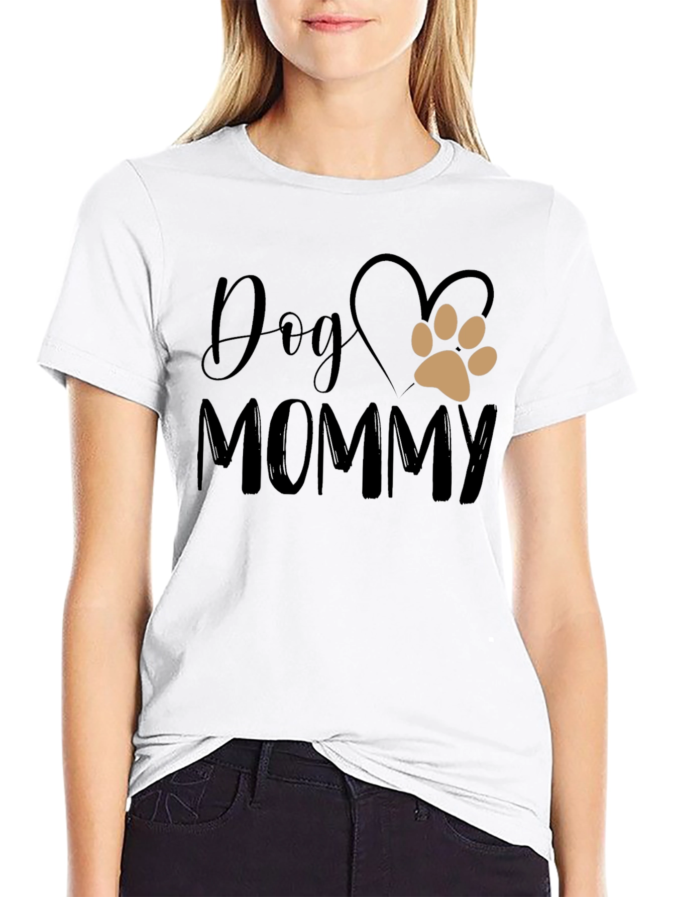Dog Mommy Black Graphic T-Shirt