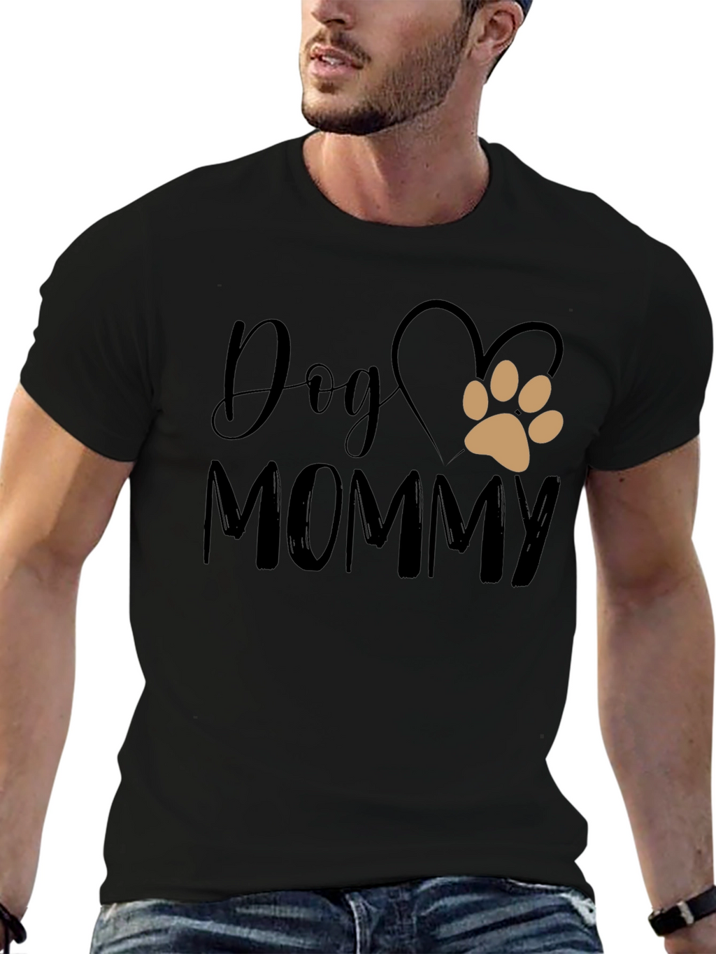 Dog Mommy Black Graphic T-Shirt