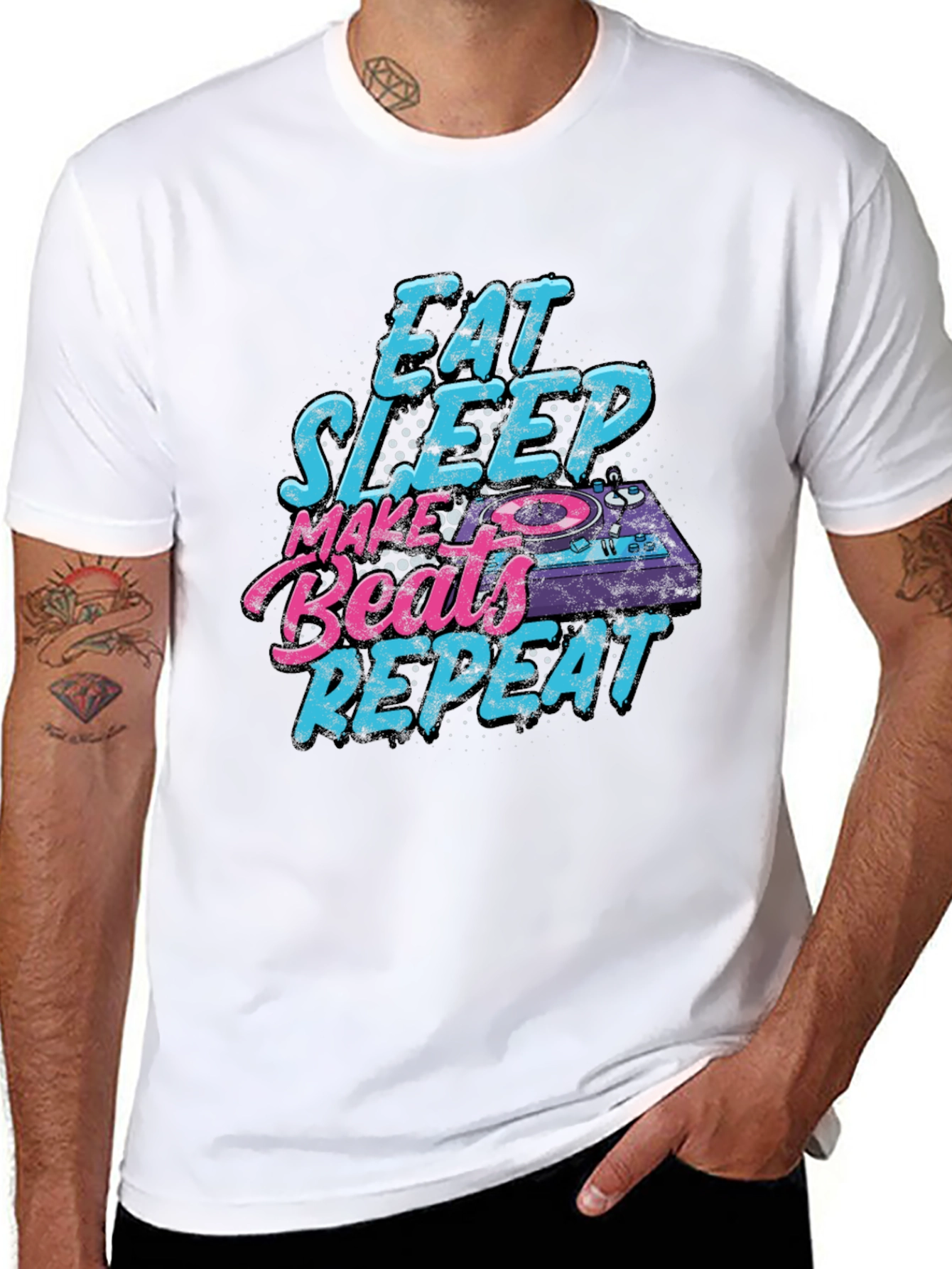 Eat Sleep Make Beats Repeat Black T-Shirt