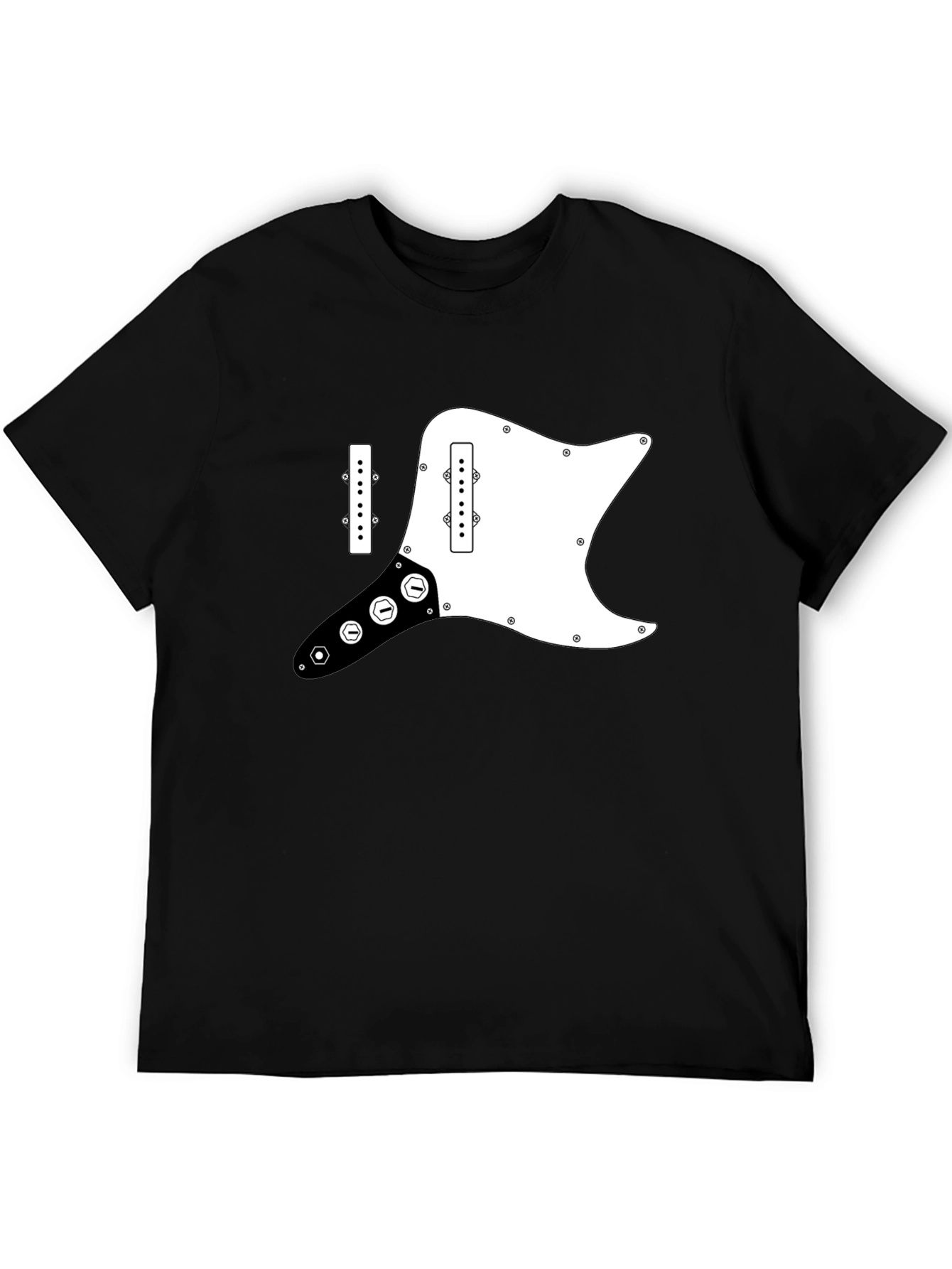 Guitar Pickguard Graphic Tee - Black Cotton T-Shirt