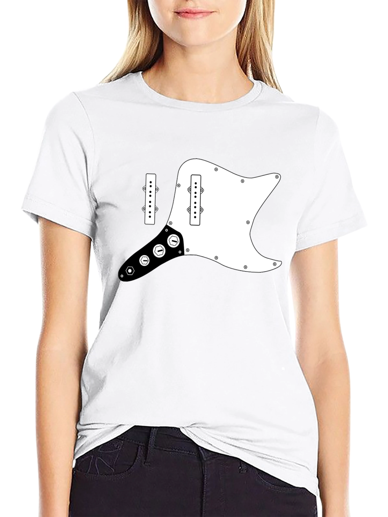Guitar Pickguard Graphic Tee - Black Cotton T-Shirt