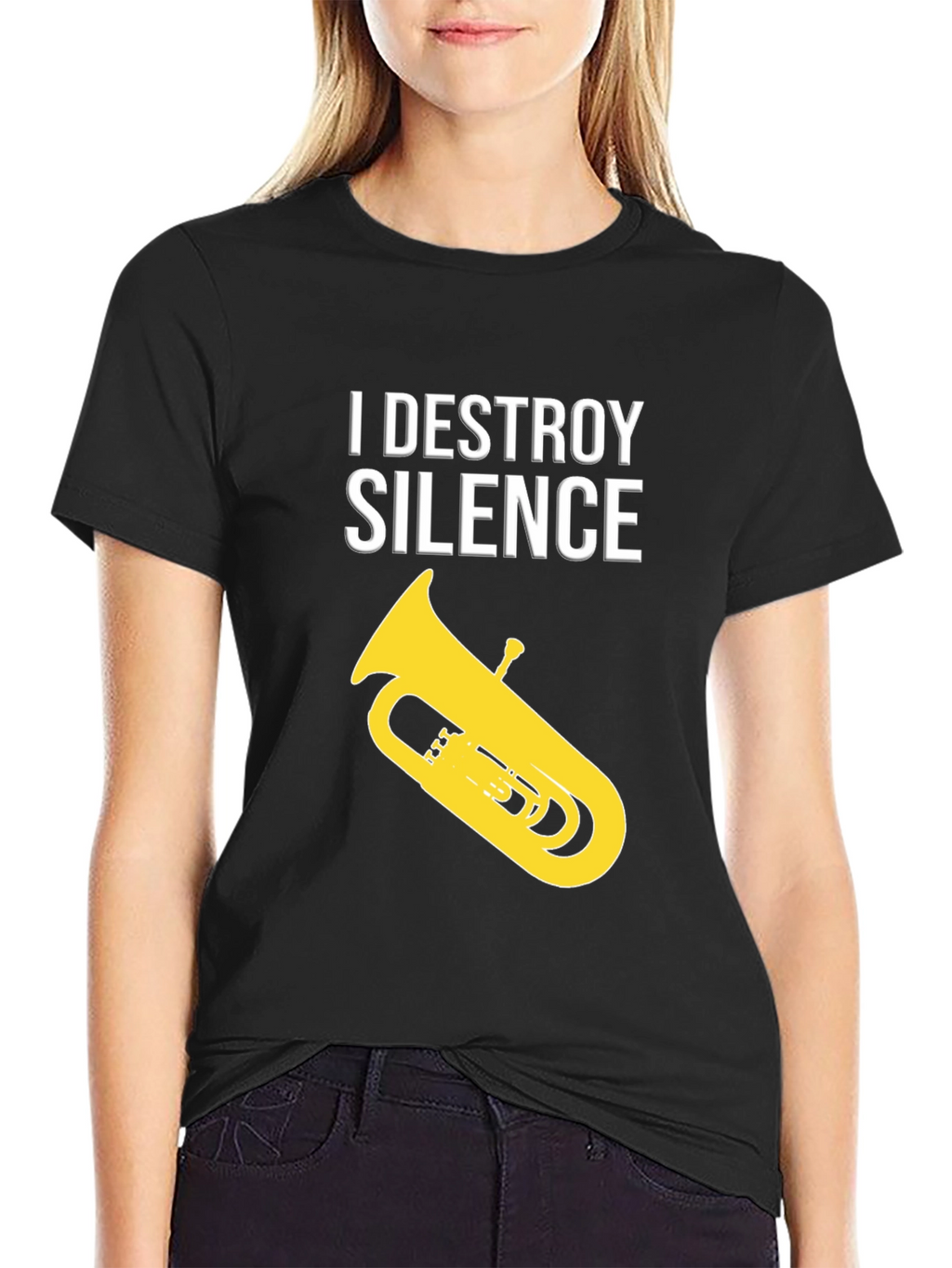 I Destroy Silence Tuba Black T-Shirt