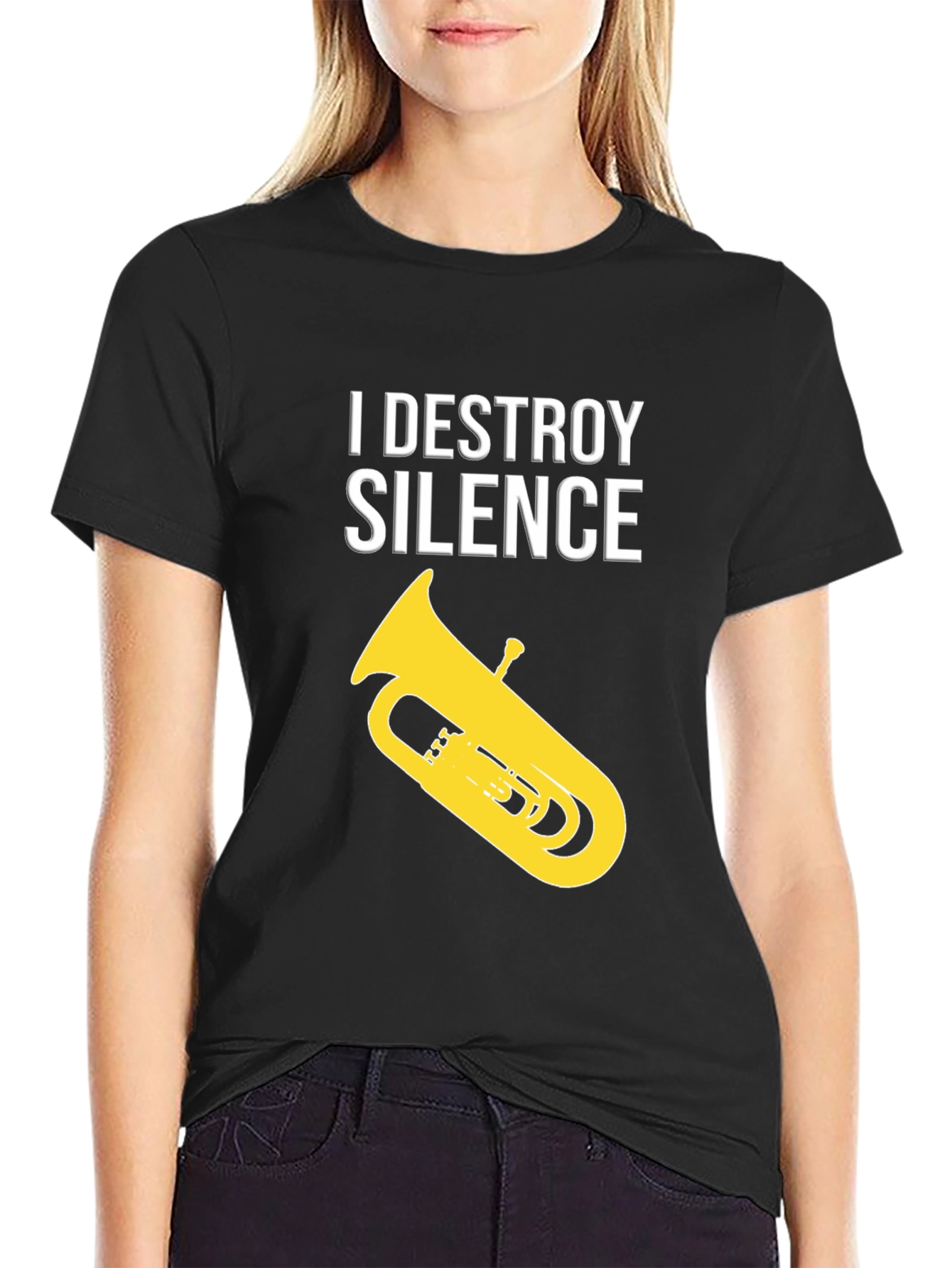 I Destroy Silence Tuba Black T-Shirt