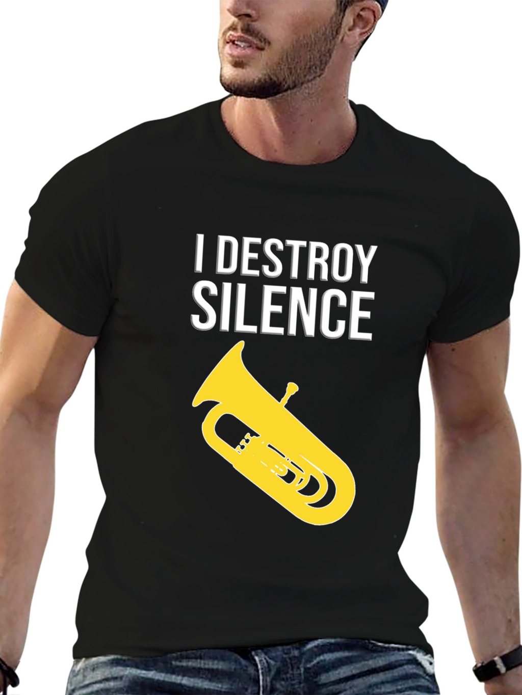 I Destroy Silence Tuba Black T-Shirt
