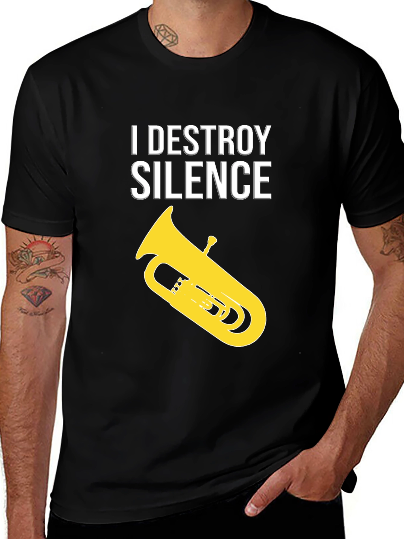 I Destroy Silence Tuba Black T-Shirt