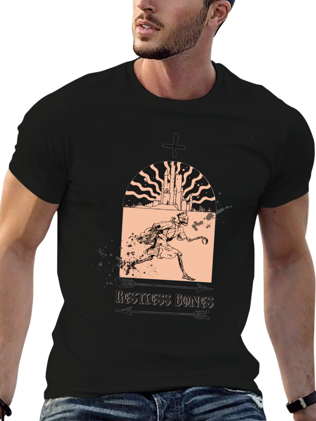Restless Bones Graphic T-Shirt - Black