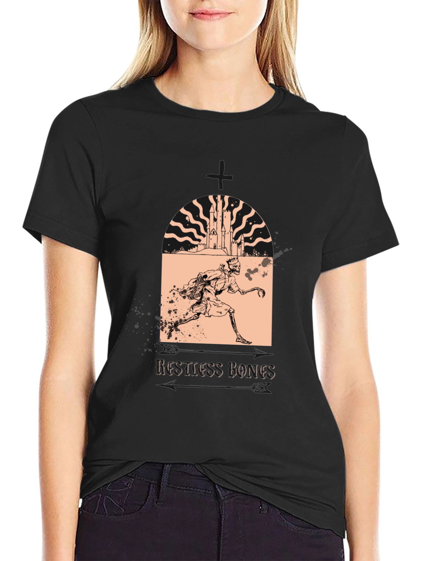 Restless Bones Graphic T-Shirt - Black