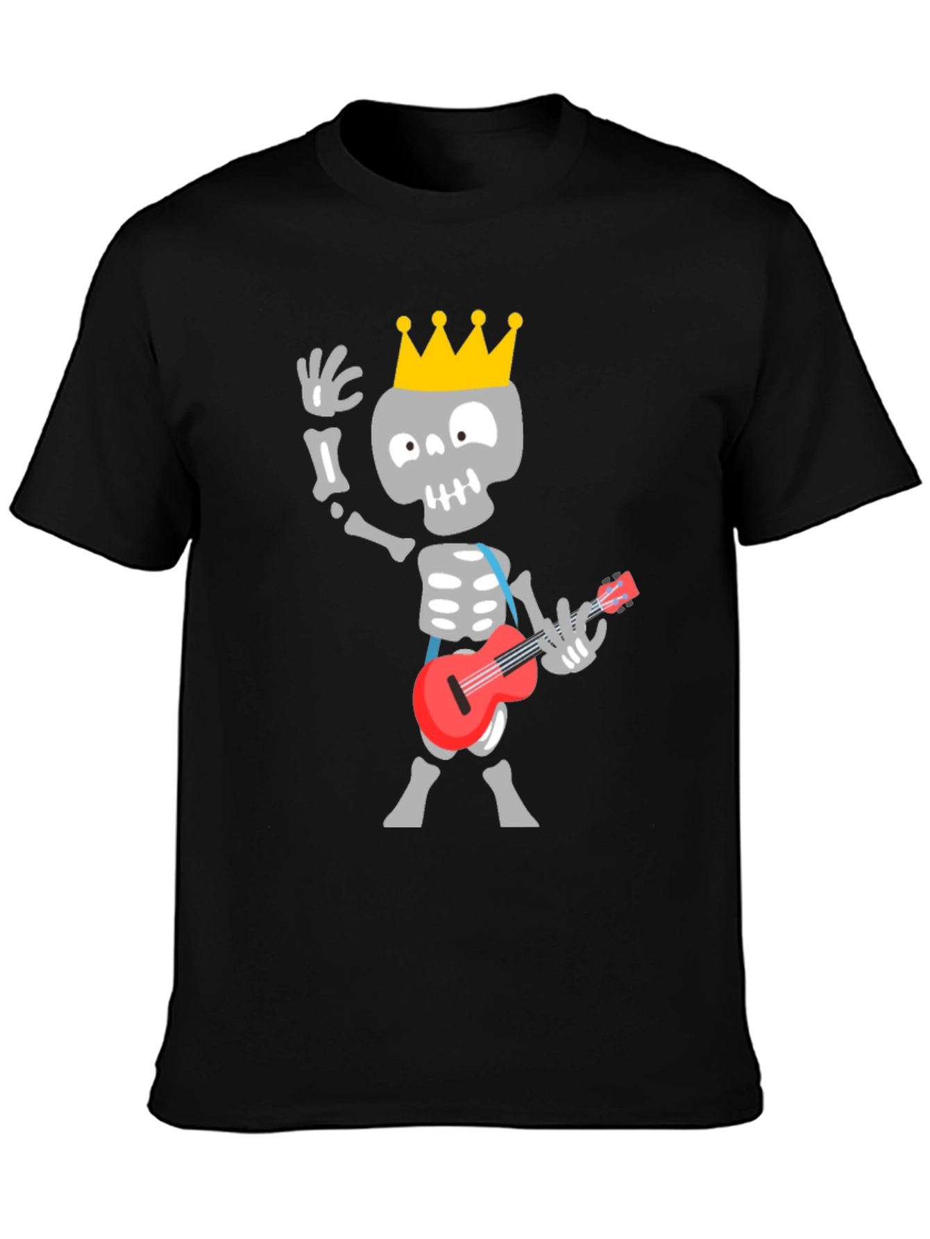 Skeleton King Guitar Player Black T-Shirt