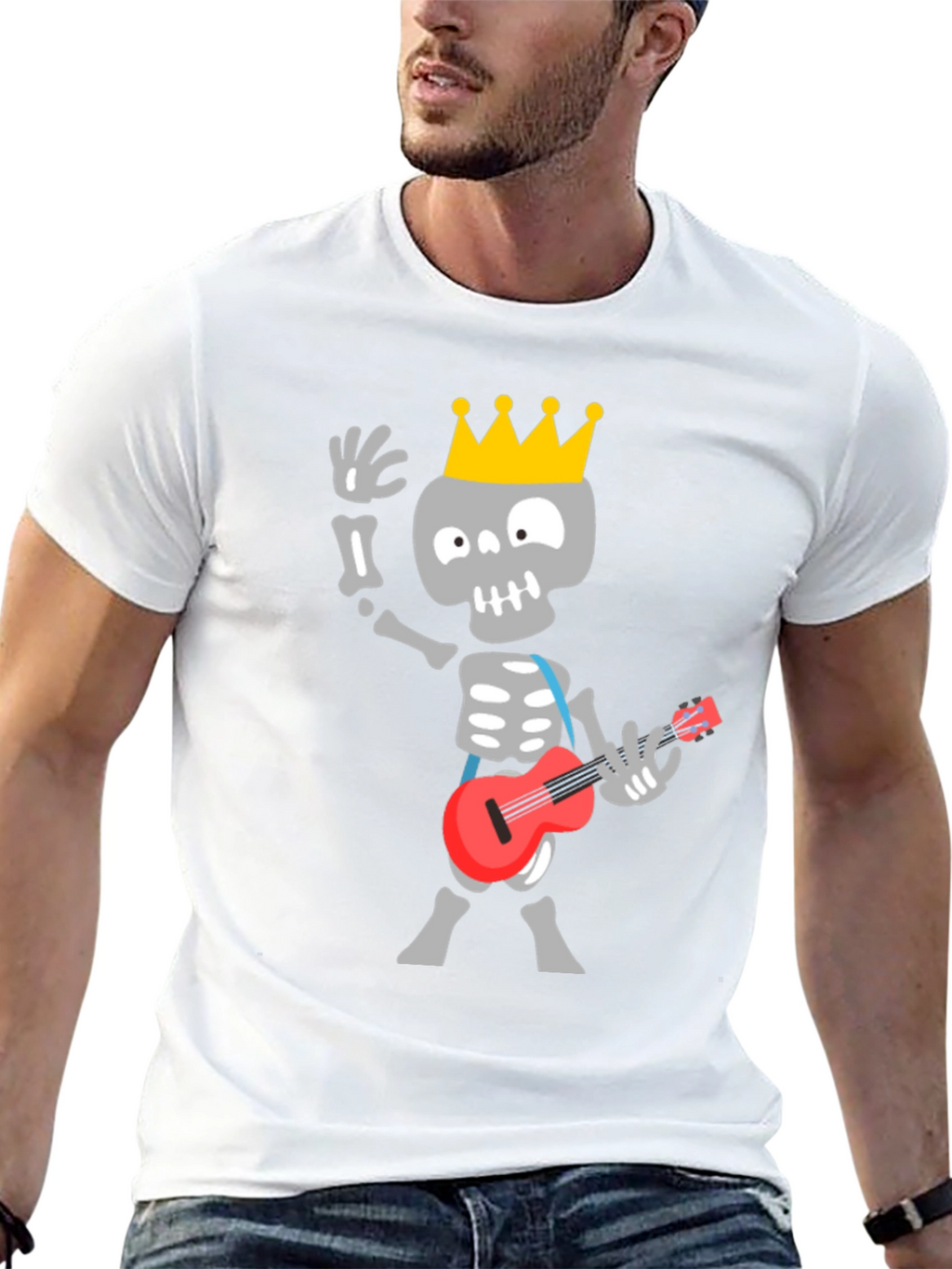 Skeleton King Guitar Player Black T-Shirt