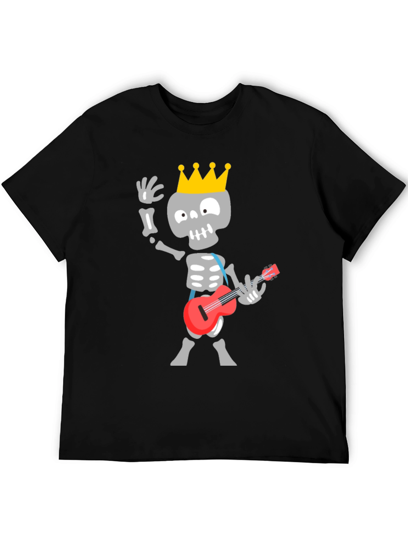 Skeleton King Guitar Player Black T-Shirt