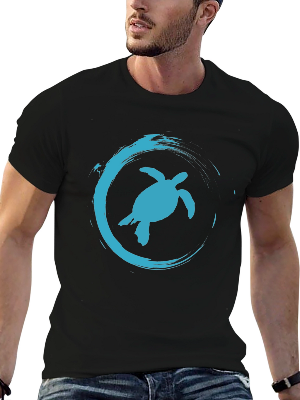 Turtle Wave Graphic Tee - Casual Black T-Shirt