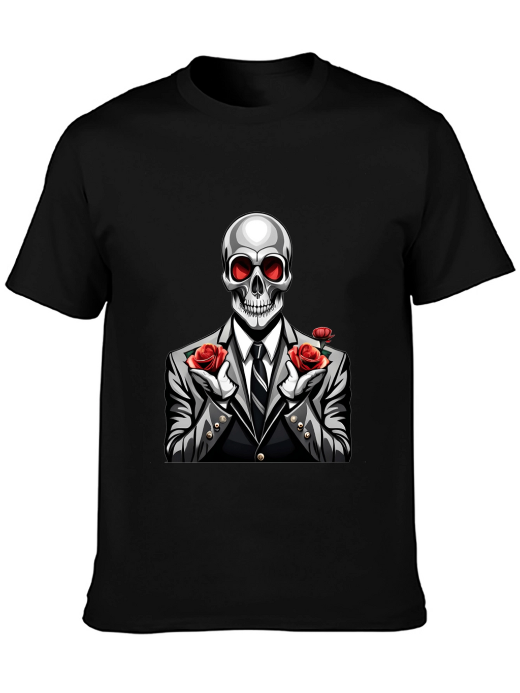 Skeleton Rose Suit Graphic Tee