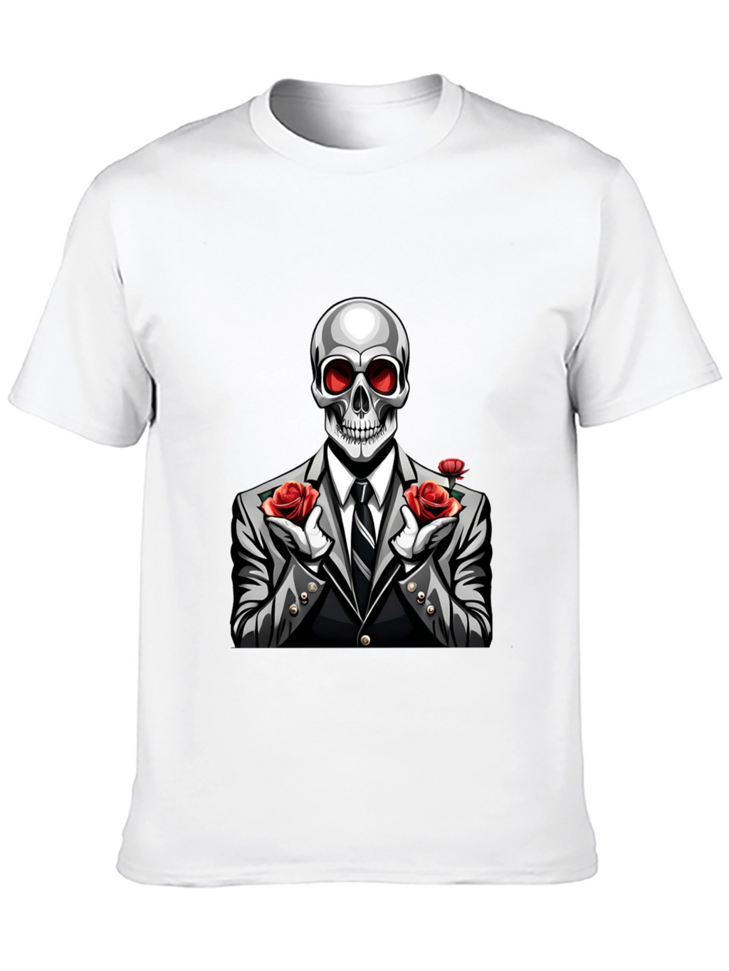 Skeleton Rose Suit Graphic Tee