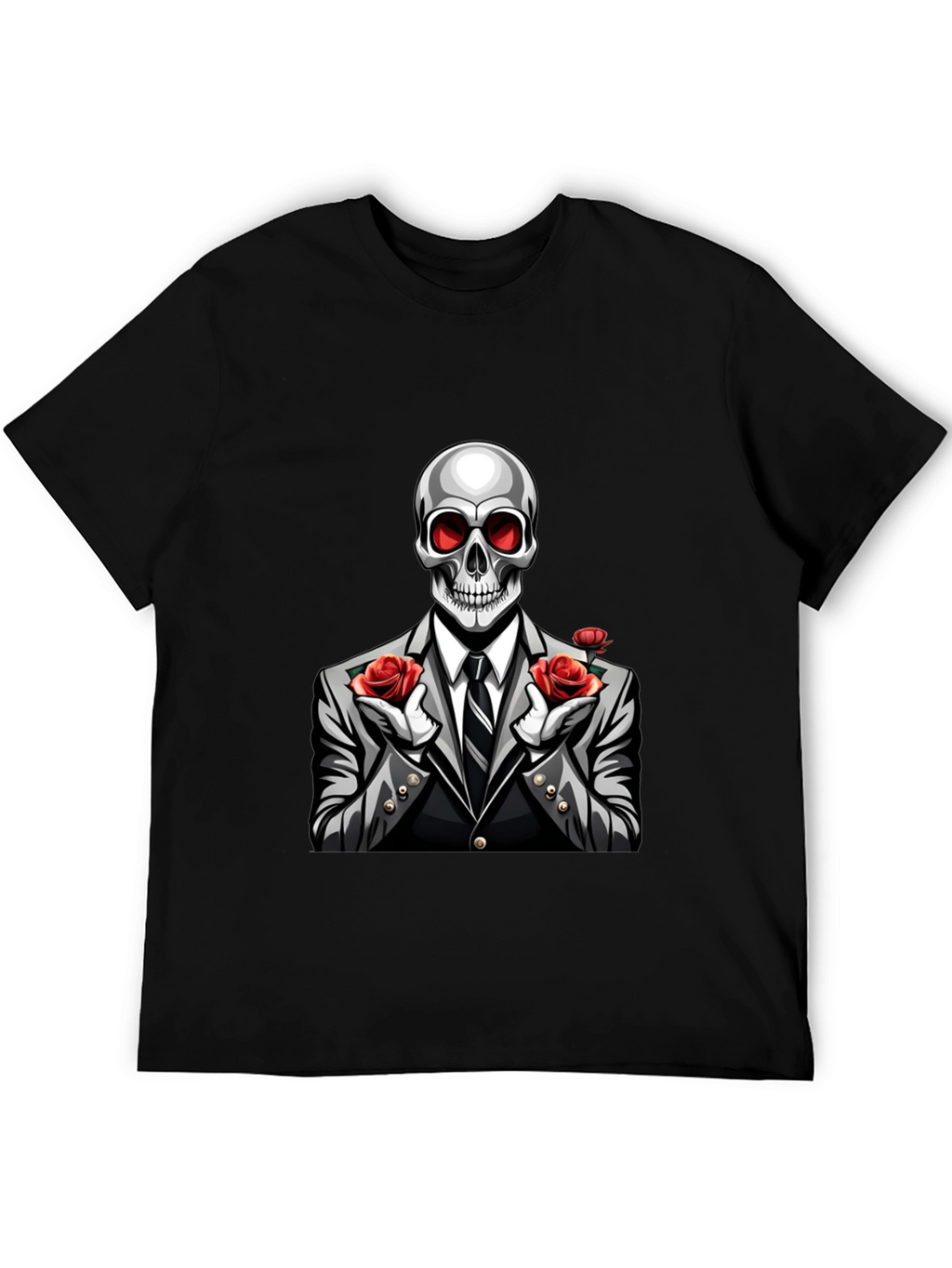 Skeleton Rose Suit Graphic Tee