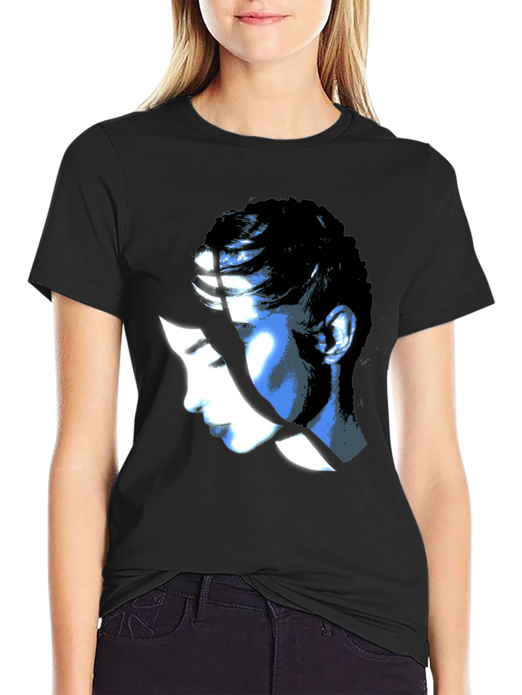 Abstract Woman Graphic Black T-Shirt