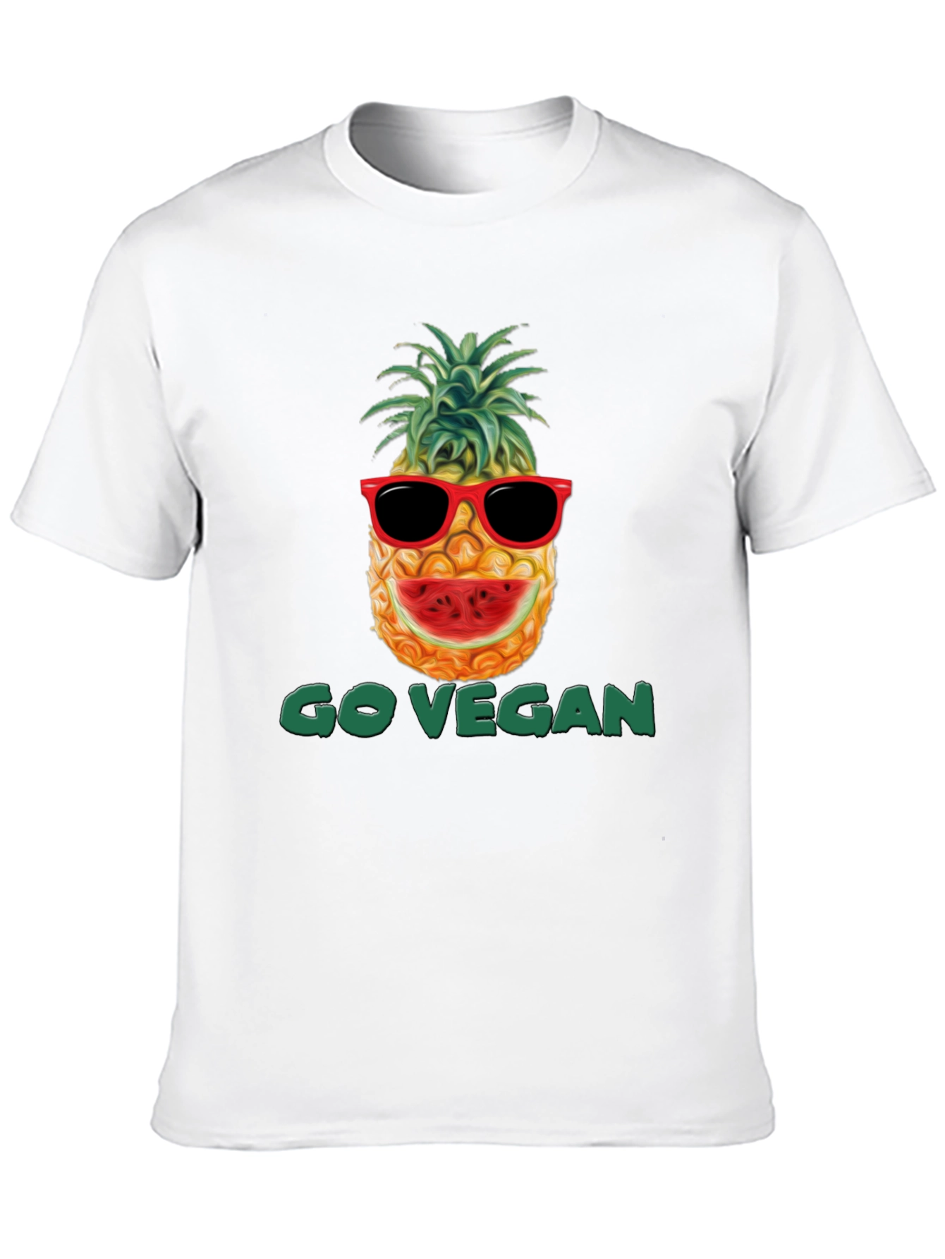 Go Vegan Pineapple Graphic T-Shirt