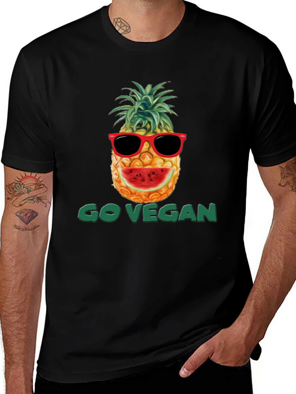 Go Vegan Pineapple Graphic T-Shirt