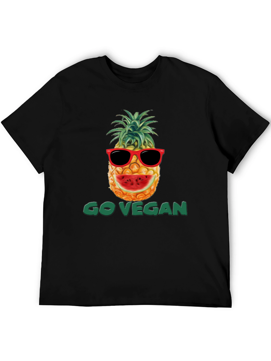Go Vegan Pineapple Graphic T-Shirt
