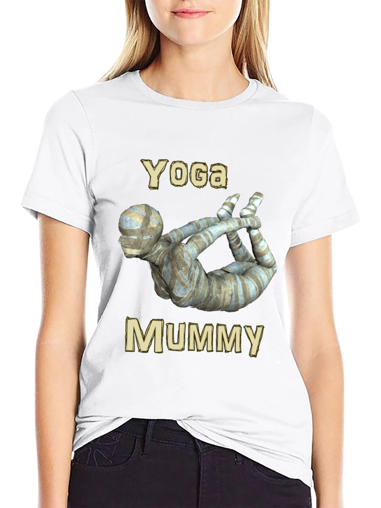 Yoga Mummy Graphic Tee - Funny Halloween Shirt