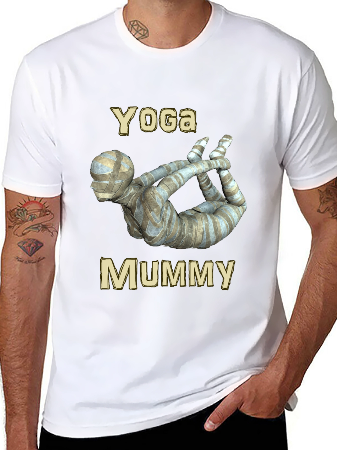 Yoga Mummy Graphic Tee - Funny Halloween Shirt