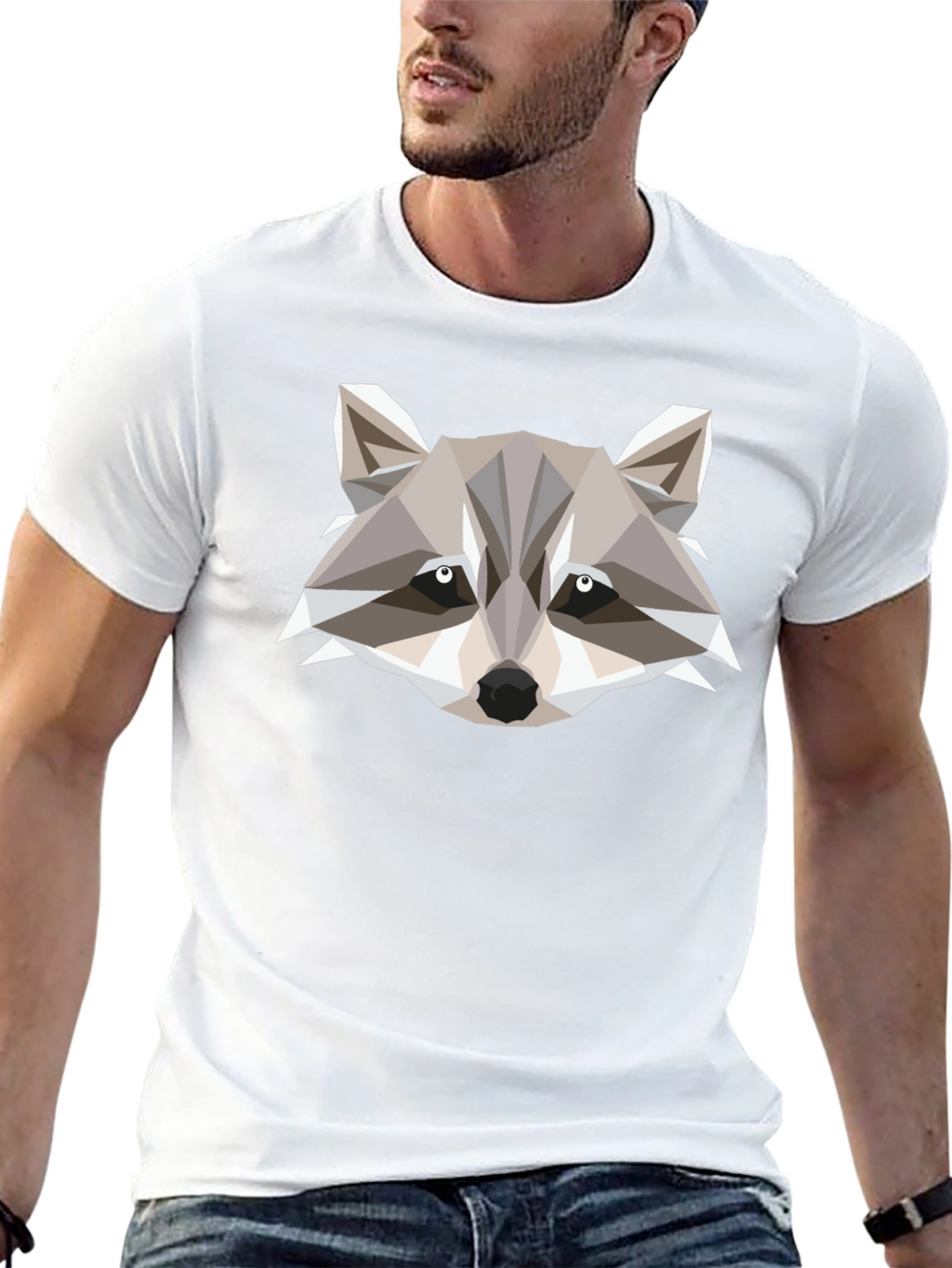 Geometric Raccoon Graphic Tee - Modern Style